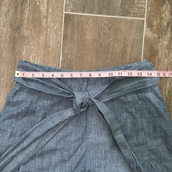 J. Crew Chambray Blue High Waist Shorts with Tie Belt size 6 - Picture 8 of 11